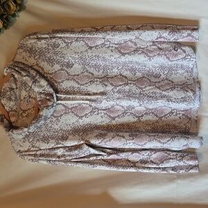 Calvin Klein Pink Gray Snake Skin Print Cowl Neck Top Size Medium